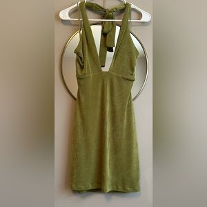 Green mini halter dress